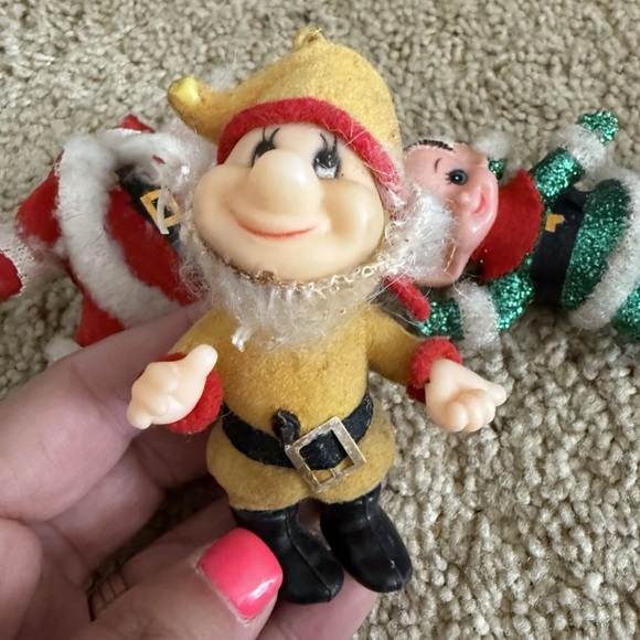 unknown Other - Vintage Christmas Flocked Plastic Dwarf  Ornament Hong Kong